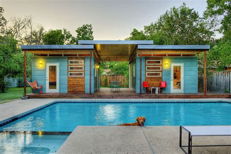 metal pool house ideas|prefab pool house guest suite.